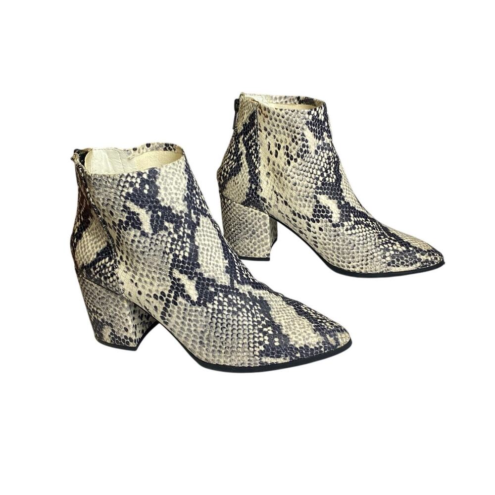 Steve Madden Women's Jillian Snakeskin Leather Block Heel Ankle Boots Size 6.5